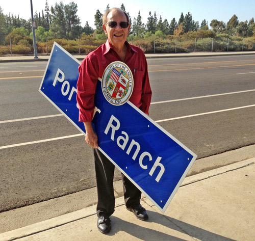 Dick Rippey with Porter Ranch Signs